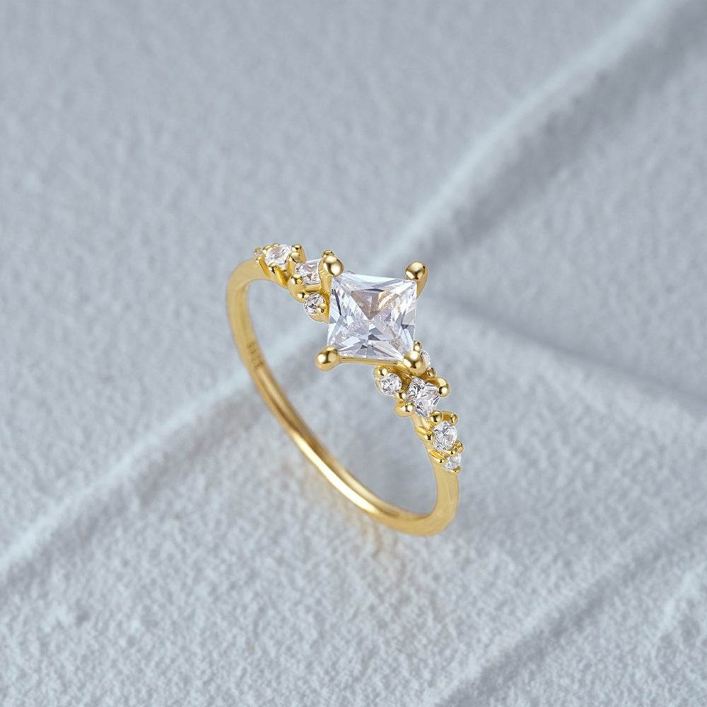 S925 sterling silver classic diamond engagement ring - MOWTE