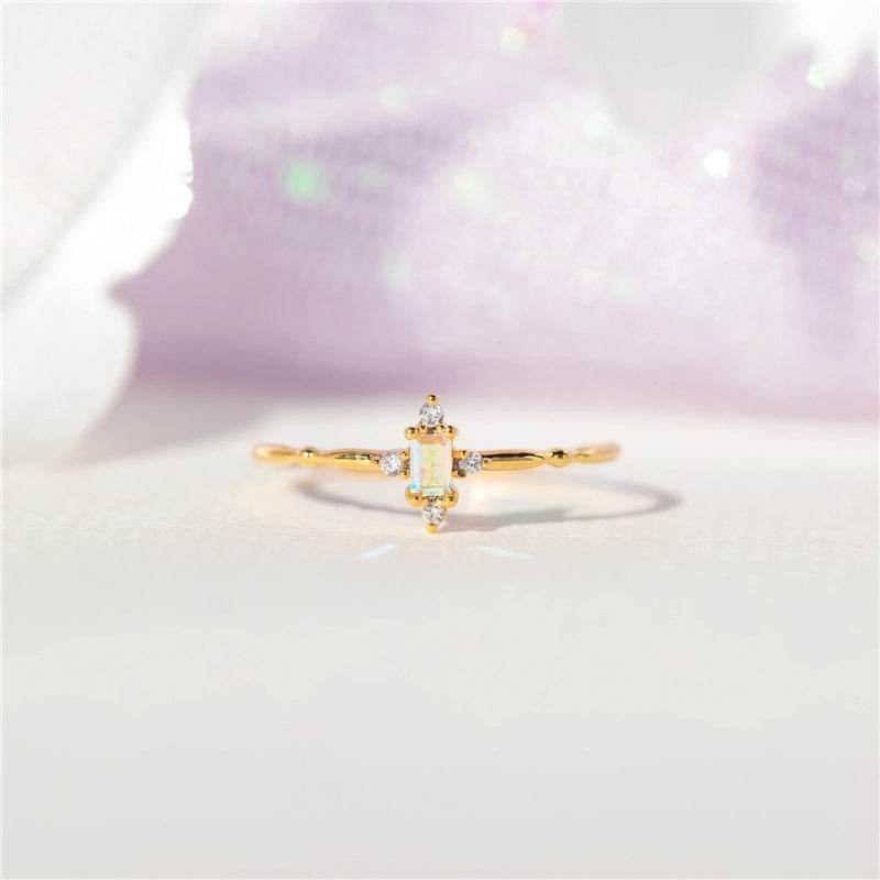 S925 pure silver square diamond light luxury diamond inlaid butterfly ring - MOWTE
