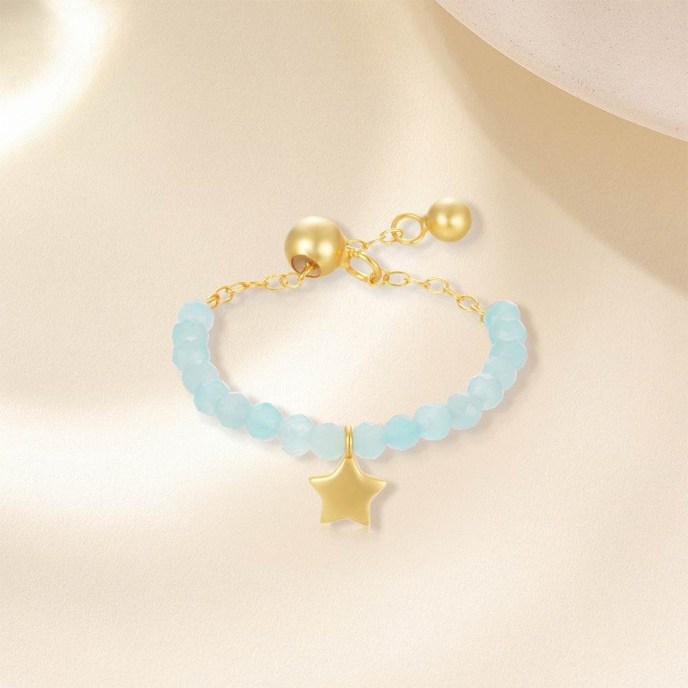 S925 pure silver lucky star pendant celtial rocles stone ring - MOWTE