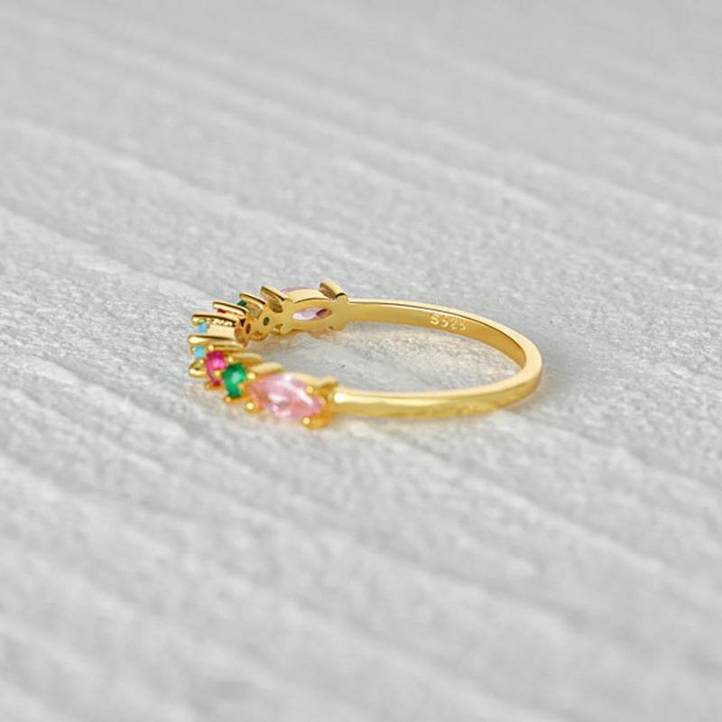 S925 sterling silver color diamond summer outfit stackable ring - MOWTE