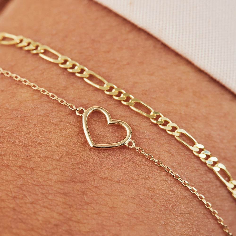 925 sterling silver women's heart stackable bracelet - MOWTE