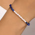 S925 sterling silver pearl blue gold stone retro bracelet - MOWTE