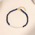 S925 sterling silver pearl blue gold stone retro bracelet - MOWTE