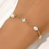 S925 sterling silver leaf grass pearl ins fashion bracelet - MOWTE