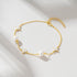S925 sterling silver leaf grass pearl ins fashion bracelet - MOWTE