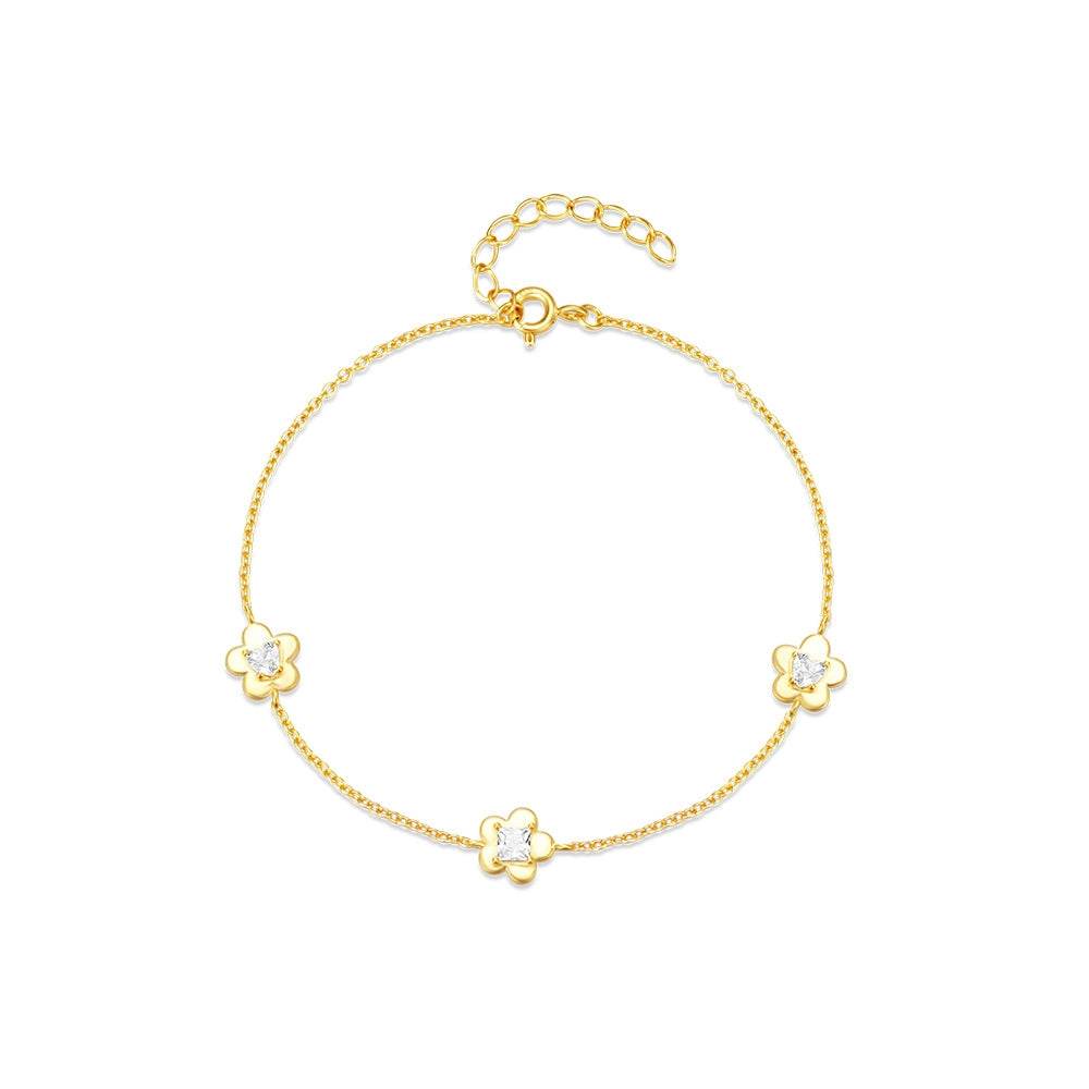 S925 sterling silver classic heart-shaped flower women's bracelet - MOWTE