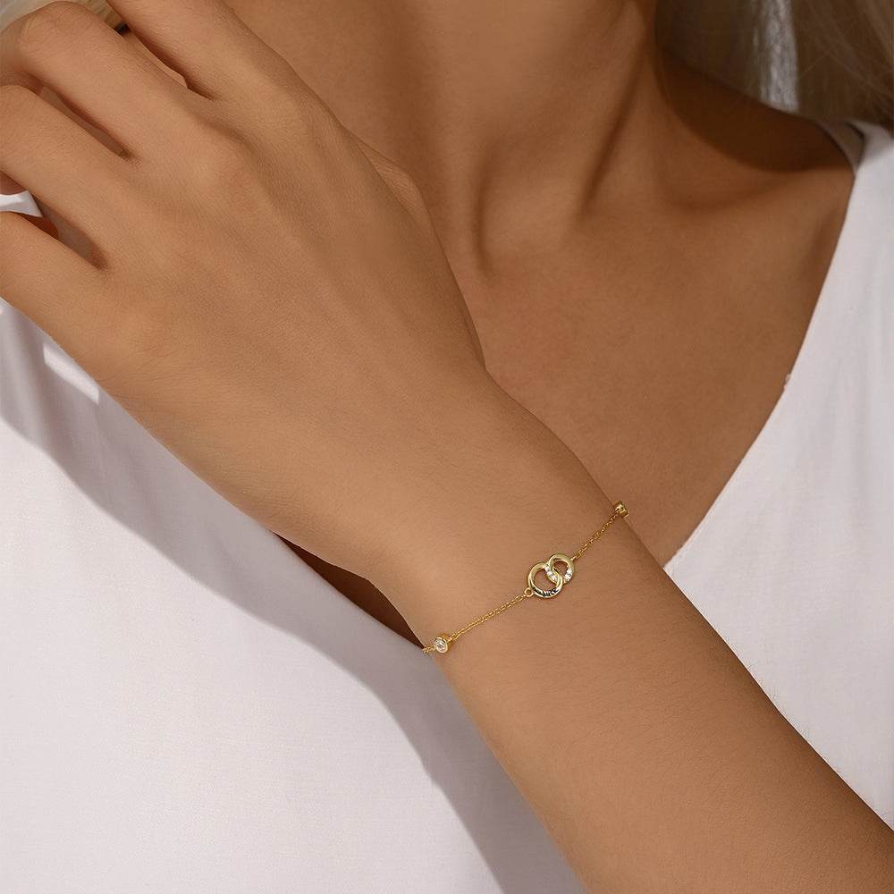 S925 sterling silver double ring diamond inlaid lucky bracelet - MOWTE