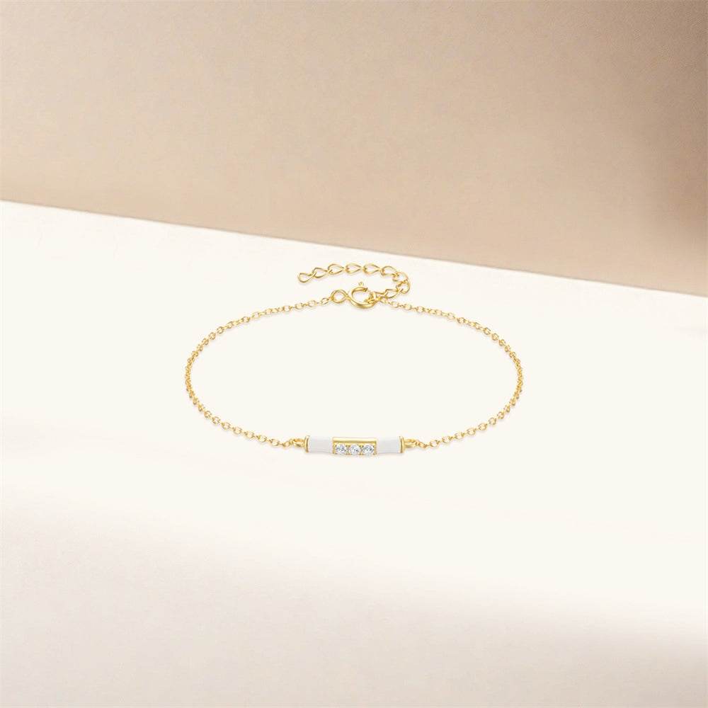 S925 sterling silver small gold bar oil dripping bracelet for women - MOWTE