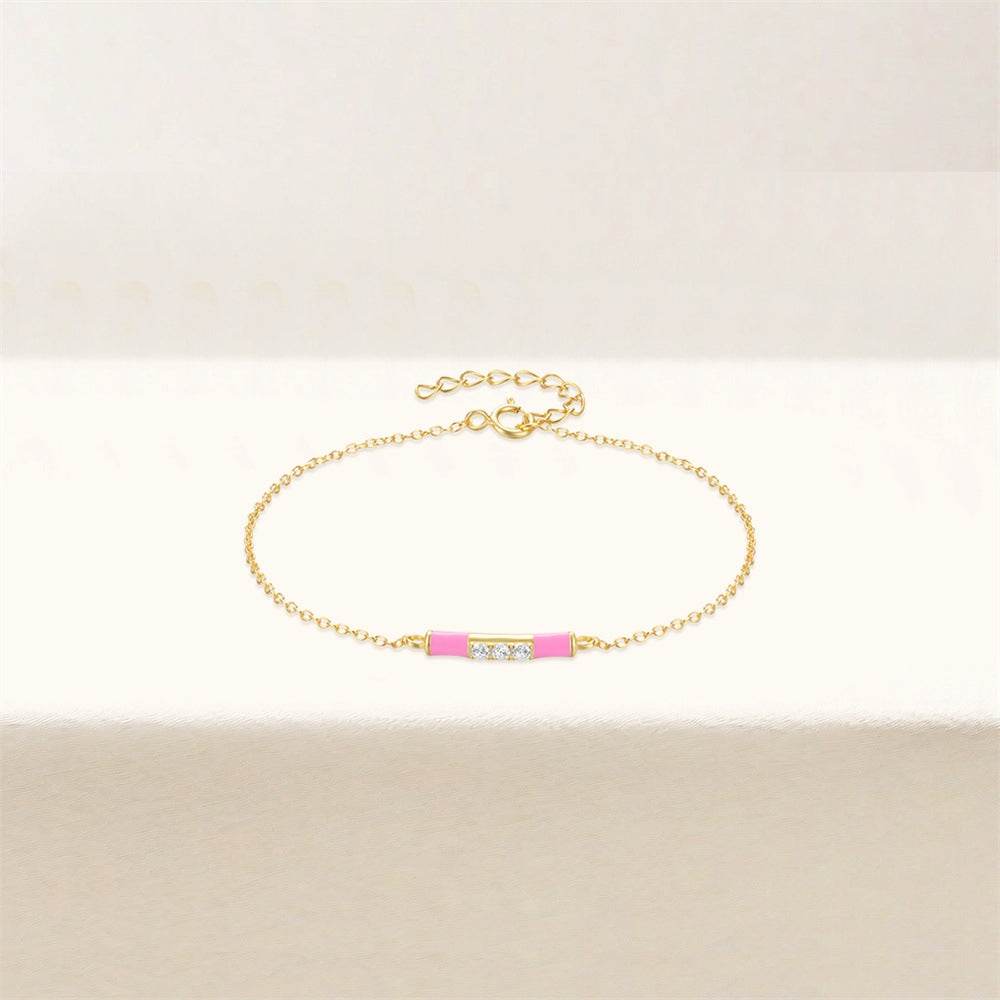 S925 sterling silver small gold bar oil dripping bracelet for women - MOWTE
