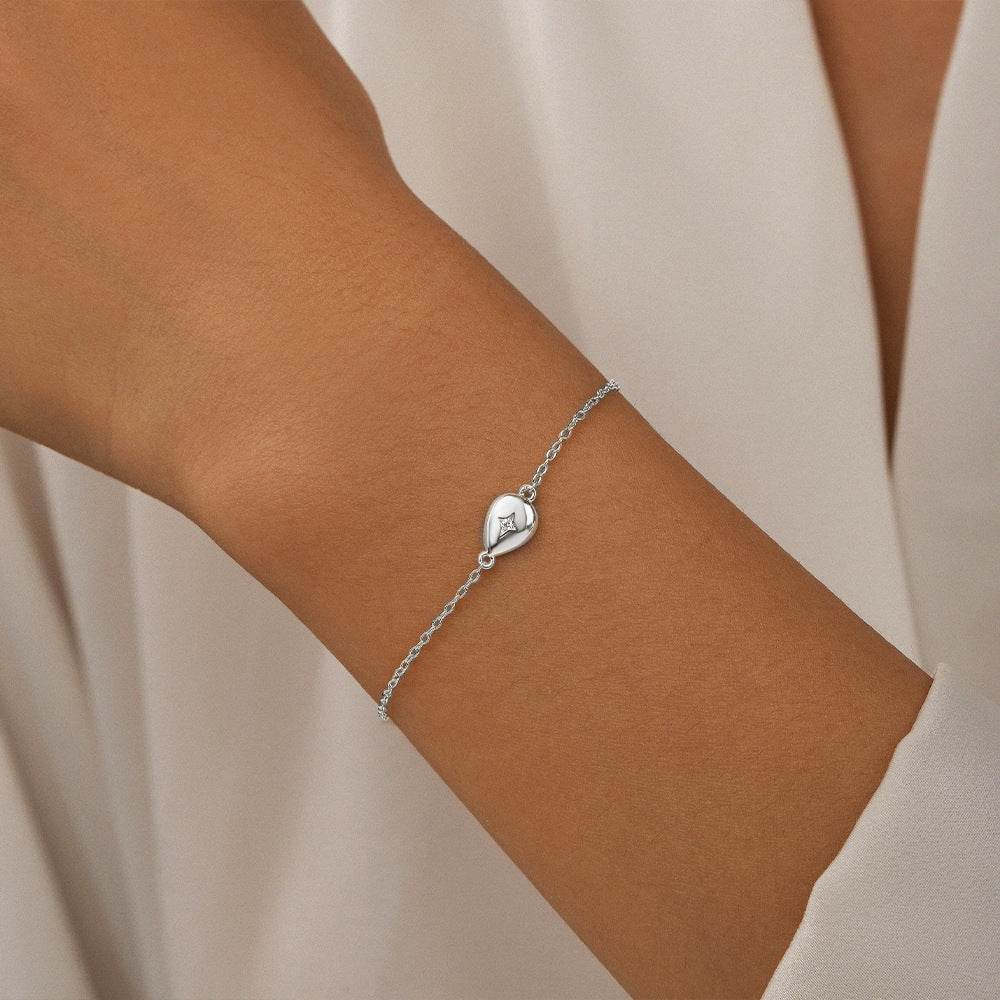 S925 sterling silver water droplet diamond women's bracelet - MOWTE