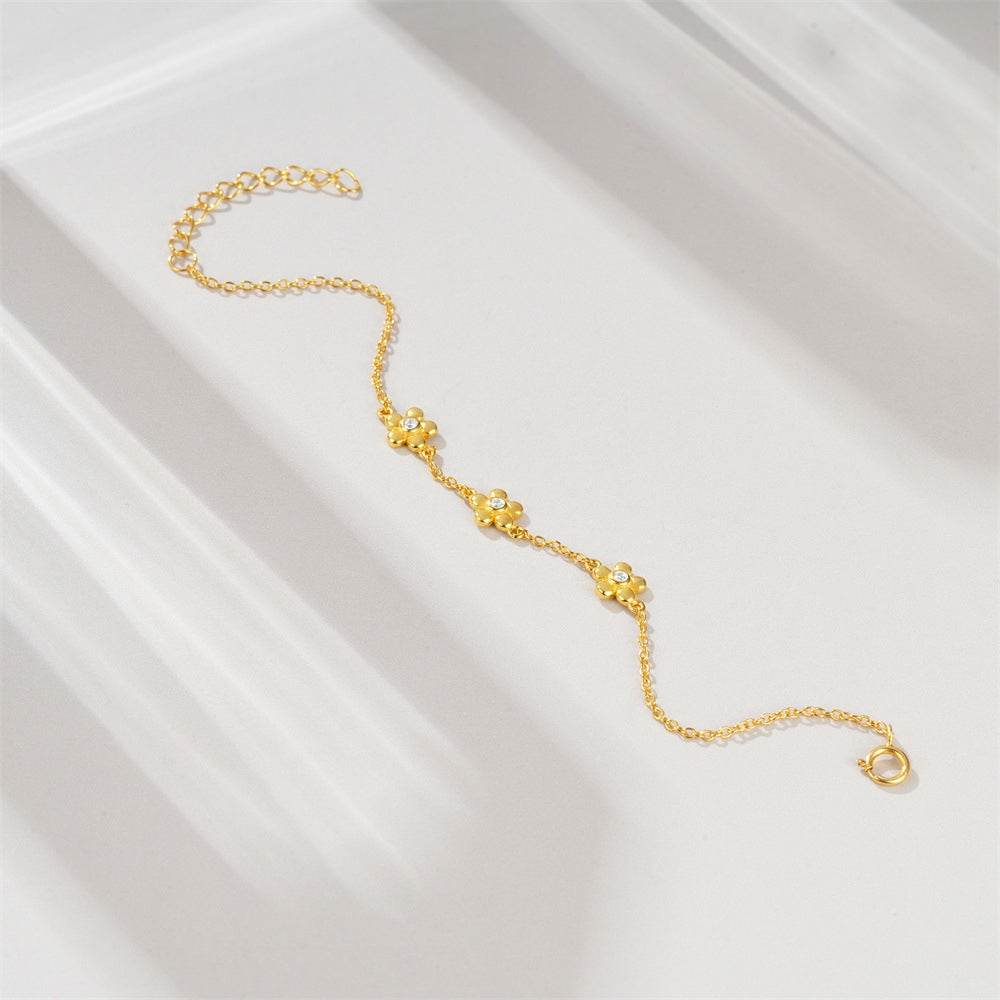 S925 sterling silver daisy sweet flower bracelet - MOWTE