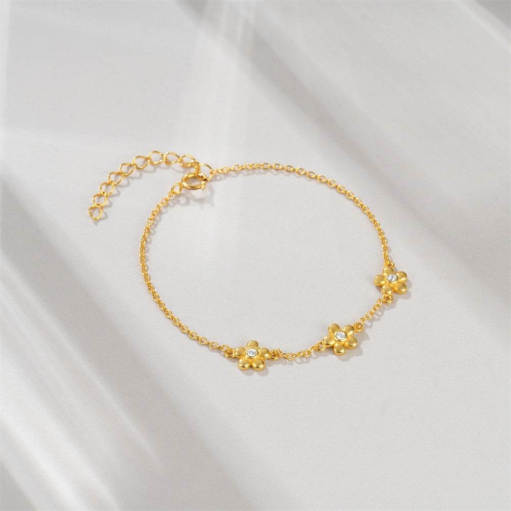 S925 sterling silver daisy sweet flower bracelet - MOWTE