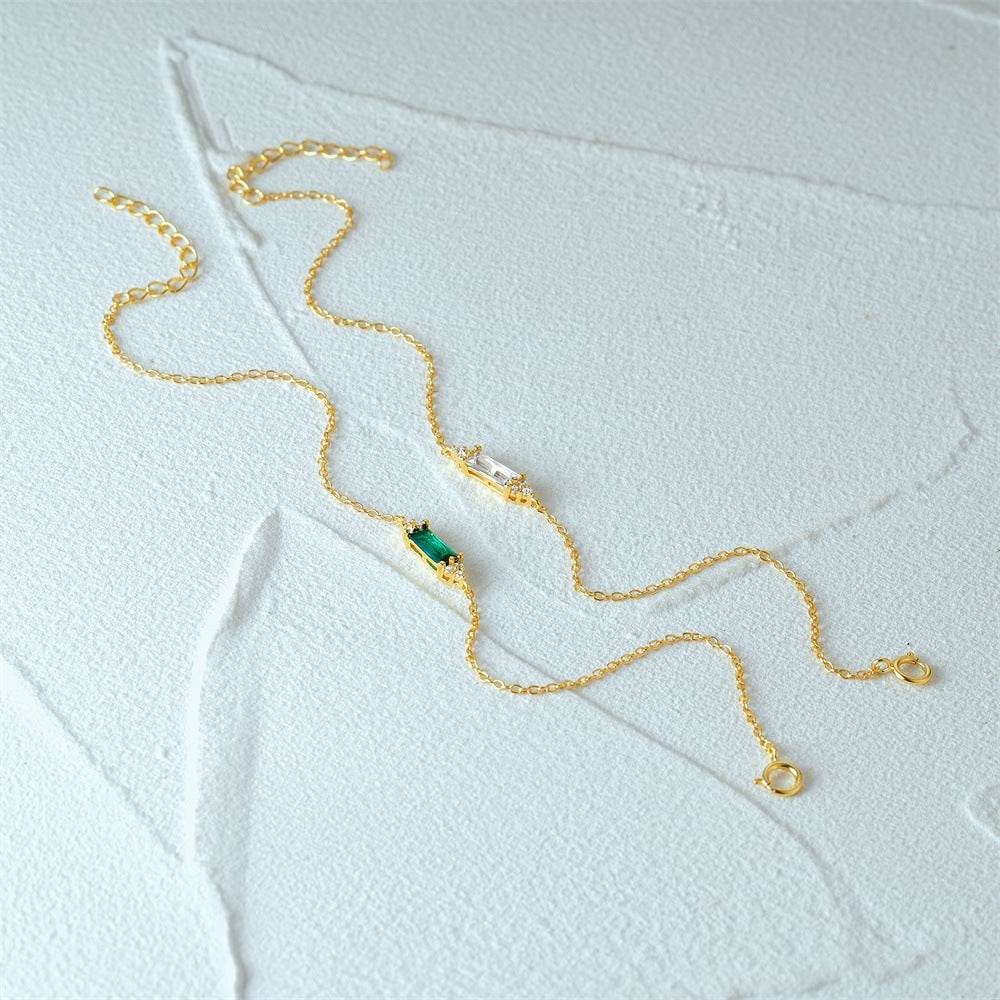 925 sterling silver rectangular diamond set zircon versatile bracelet - MOWTE