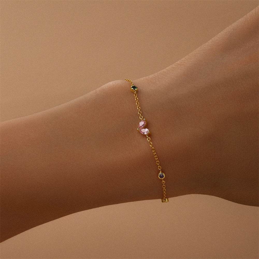 S925 Pure Silver Love Colorful Zircon Bracelet - MOWTE