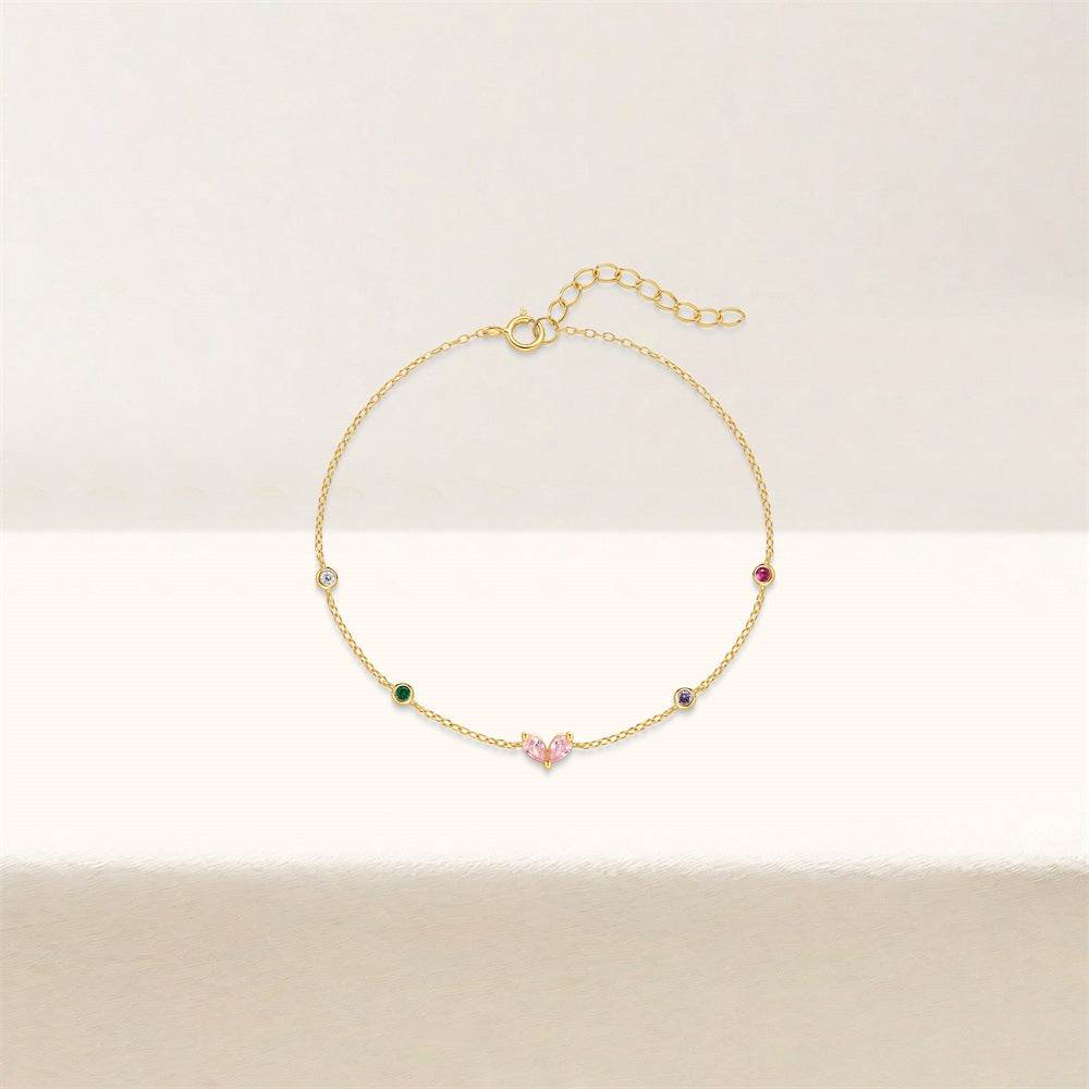S925 Pure Silver Love Colorful Zircon Bracelet - MOWTE