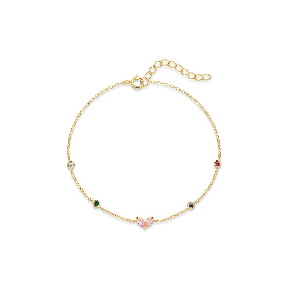 S925 Pure Silver Love Colorful Zircon Bracelet - MOWTE