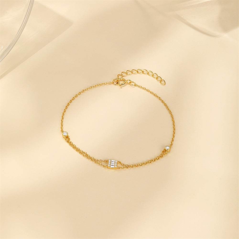 S925 sterling silver layered diamond set versatile bracelet - MOWTE