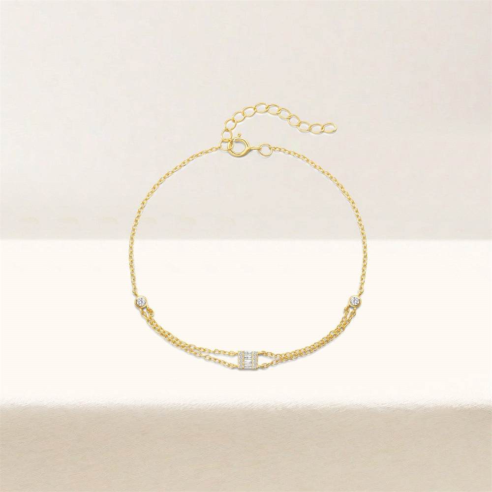 S925 sterling silver layered diamond set versatile bracelet - MOWTE