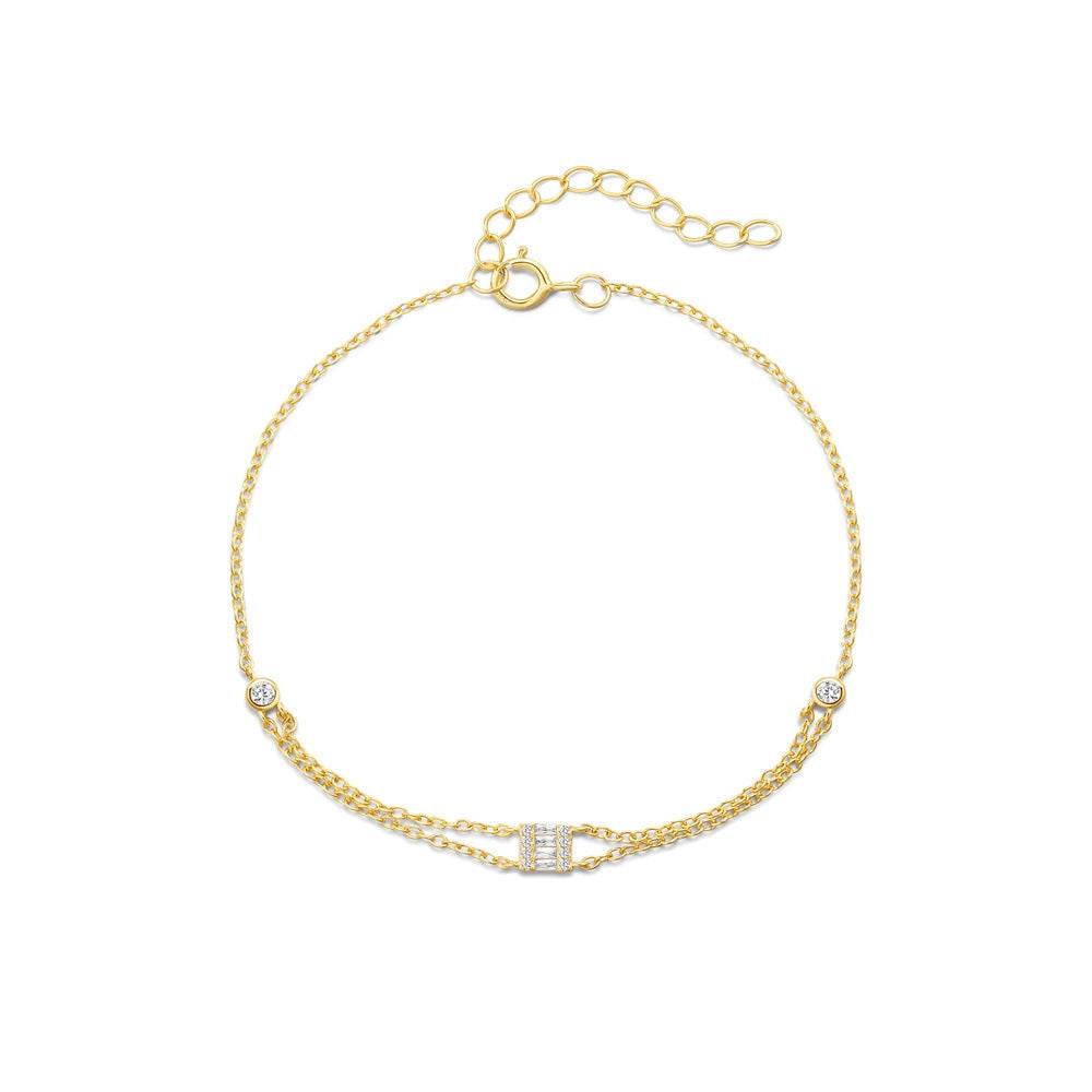 S925 sterling silver layered diamond set versatile bracelet - MOWTE