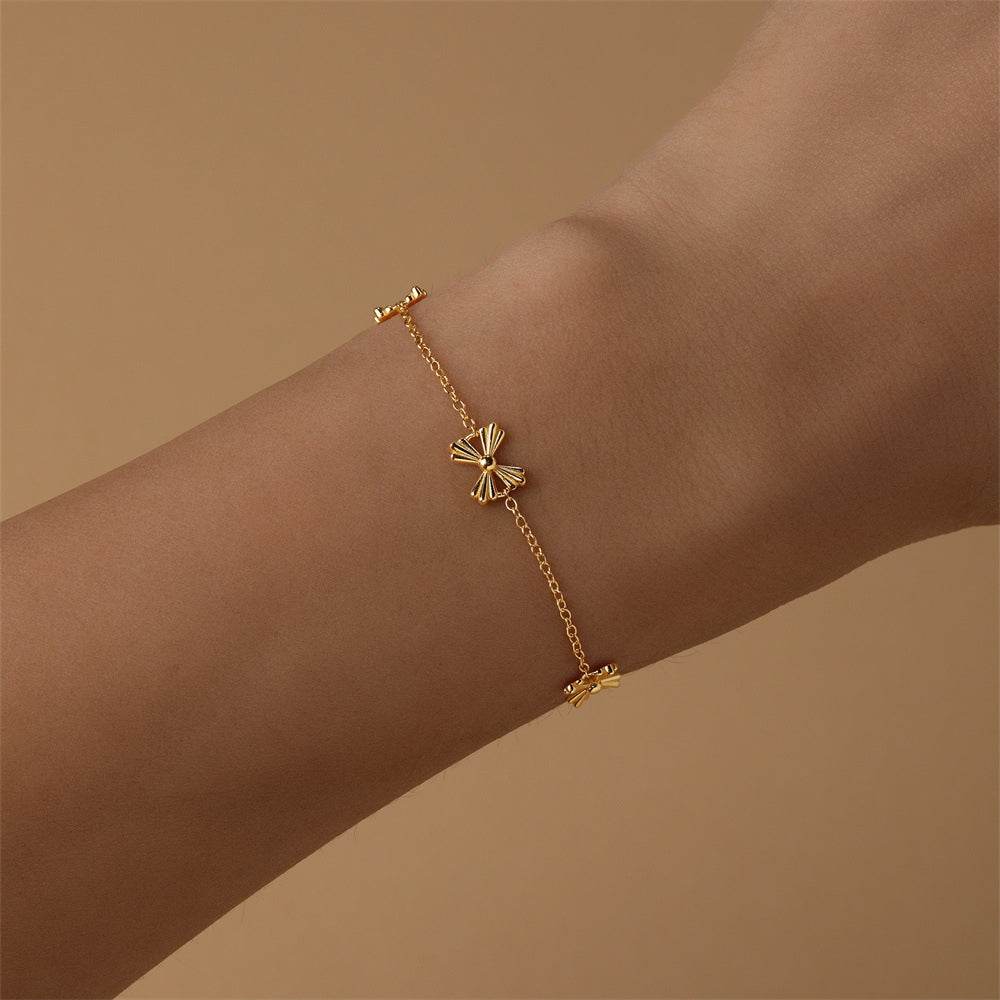 S925 sterling silver bow set with diamonds personalized and versatile bracelet - MOWTE