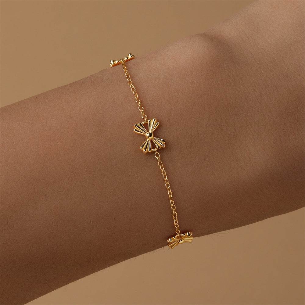 S925 sterling silver bow set with diamonds personalized and versatile bracelet - MOWTE