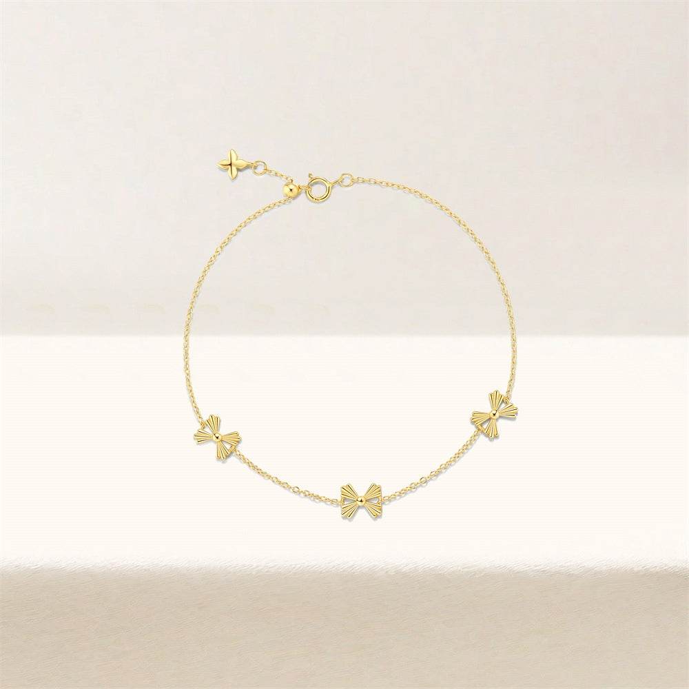 S925 sterling silver bow set with diamonds personalized and versatile bracelet - MOWTE