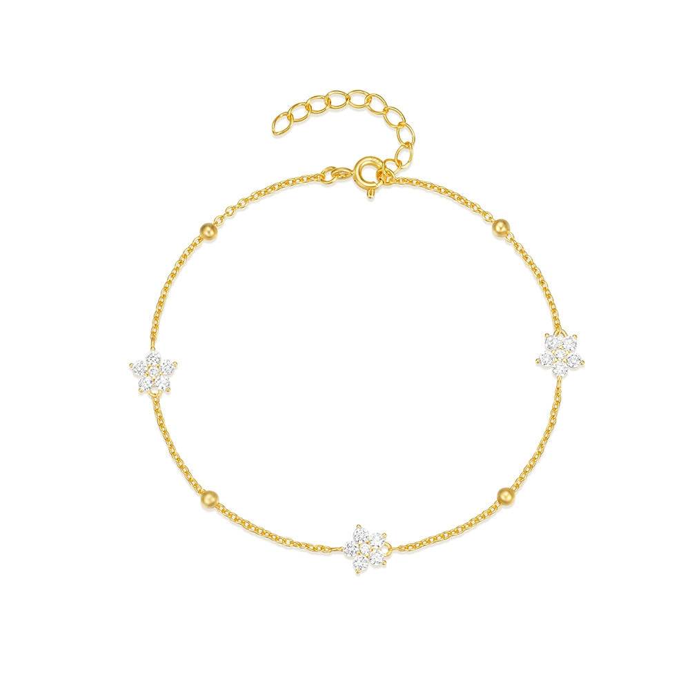 S925 pure silver petal flower set diamond women's daily matching bracelet - MOWTE