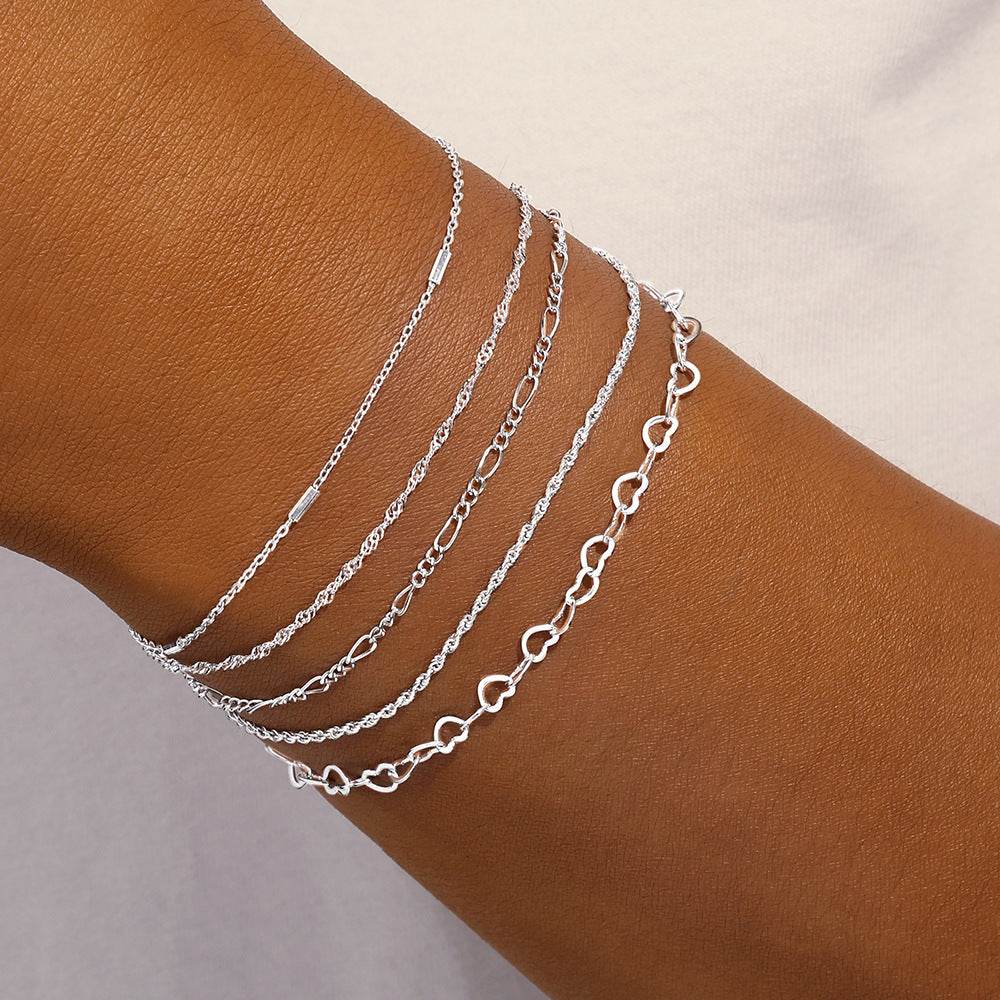 S925 pure silver chain women's DIY chain bracelet plated with bright silver - MOWTE