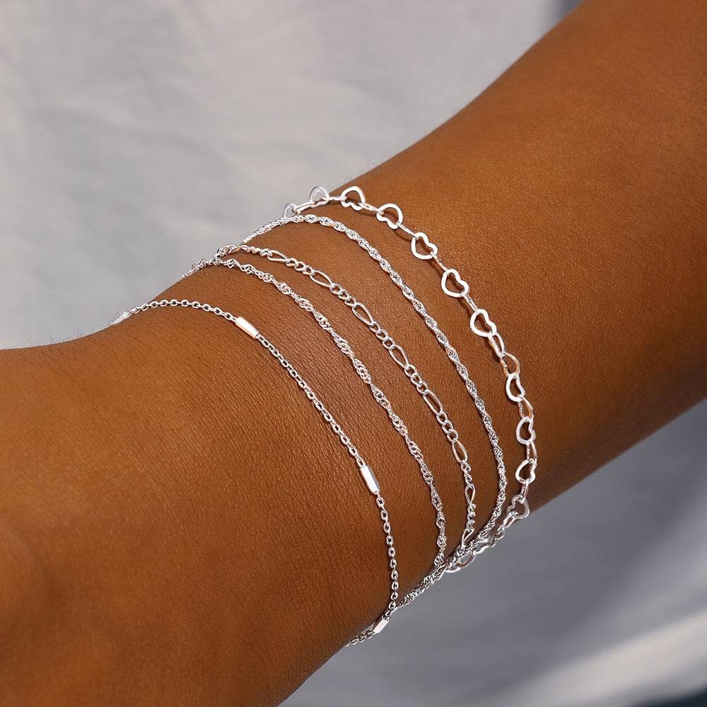 S925 pure silver chain women's DIY chain bracelet plated with bright silver - MOWTE