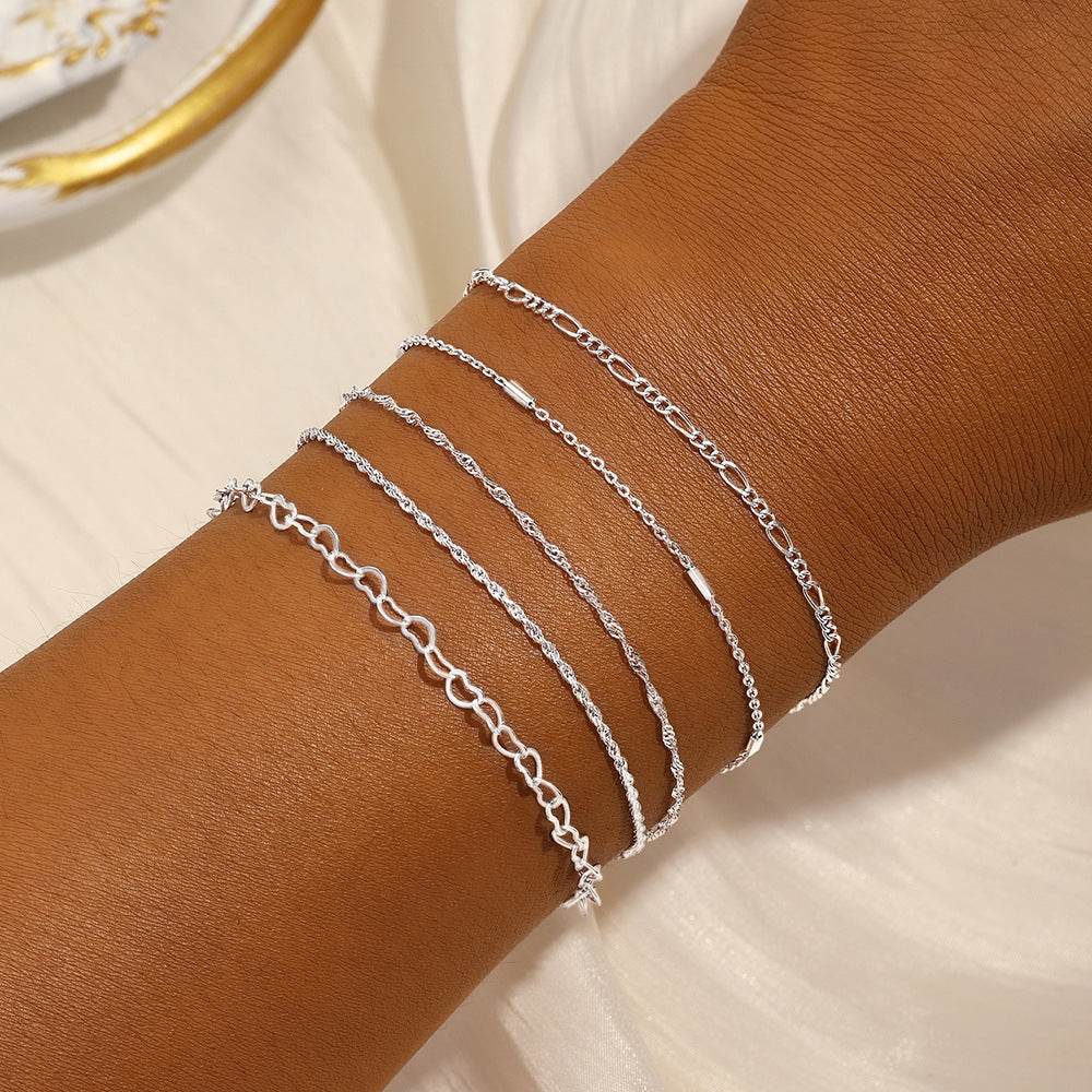 S925 pure silver chain women's DIY chain bracelet plated with bright silver - MOWTE