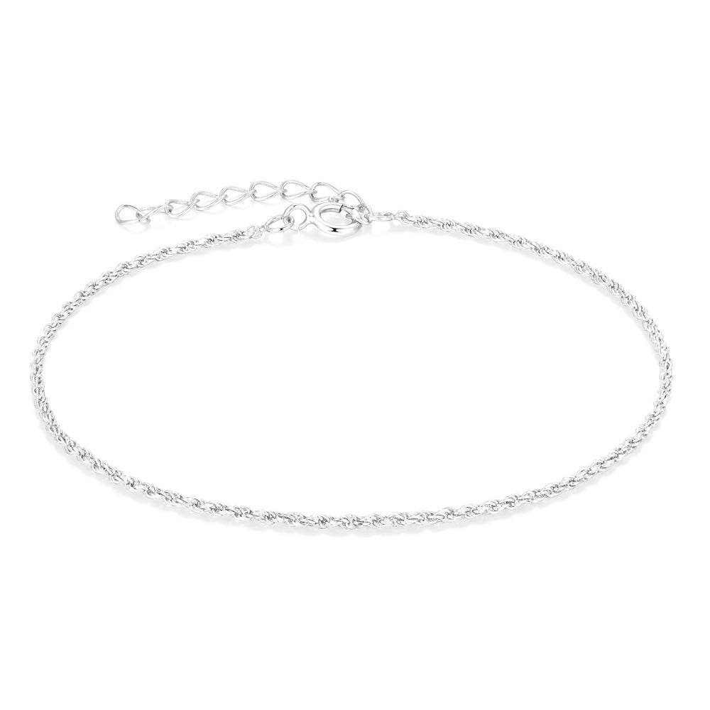 S925 pure silver chain women's DIY chain bracelet plated with bright silver - MOWTE