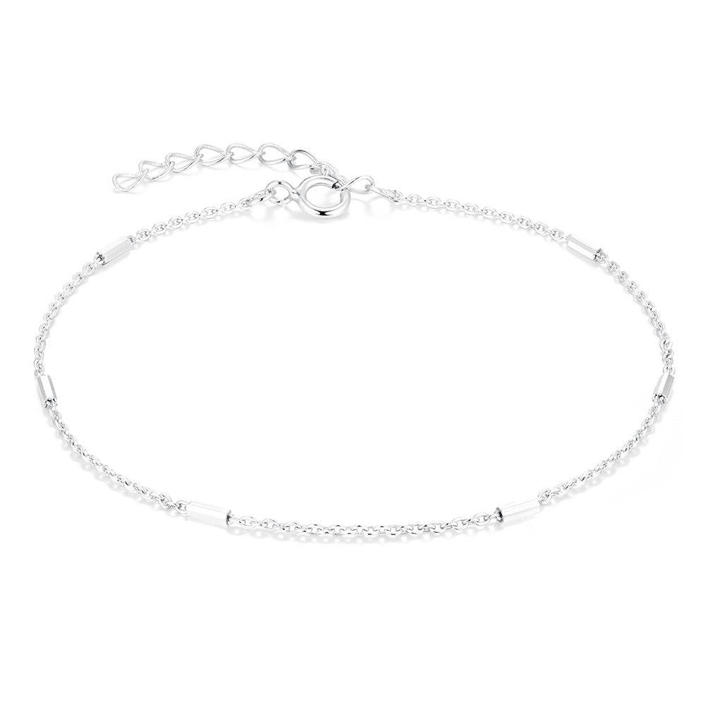 S925 pure silver chain women's DIY chain bracelet plated with bright silver - MOWTE