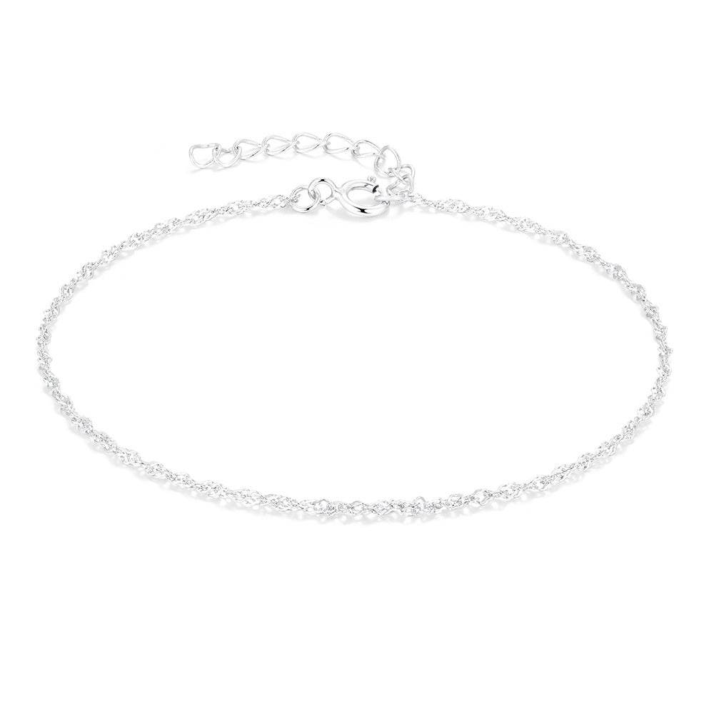 S925 pure silver chain women's DIY chain bracelet plated with bright silver - MOWTE