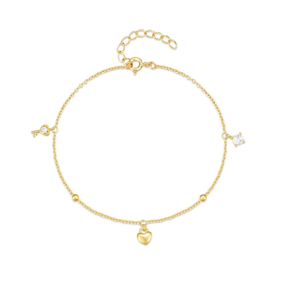 S925 pure silver personalized diamond inlaid layered daily matching women's bracelet - MOWTE