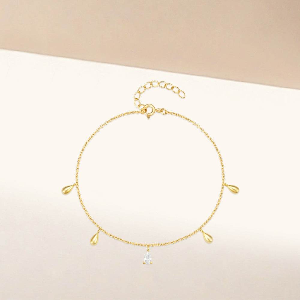 S925 pure silver water droplet set with diamonds layered for daily wear - MOWTE