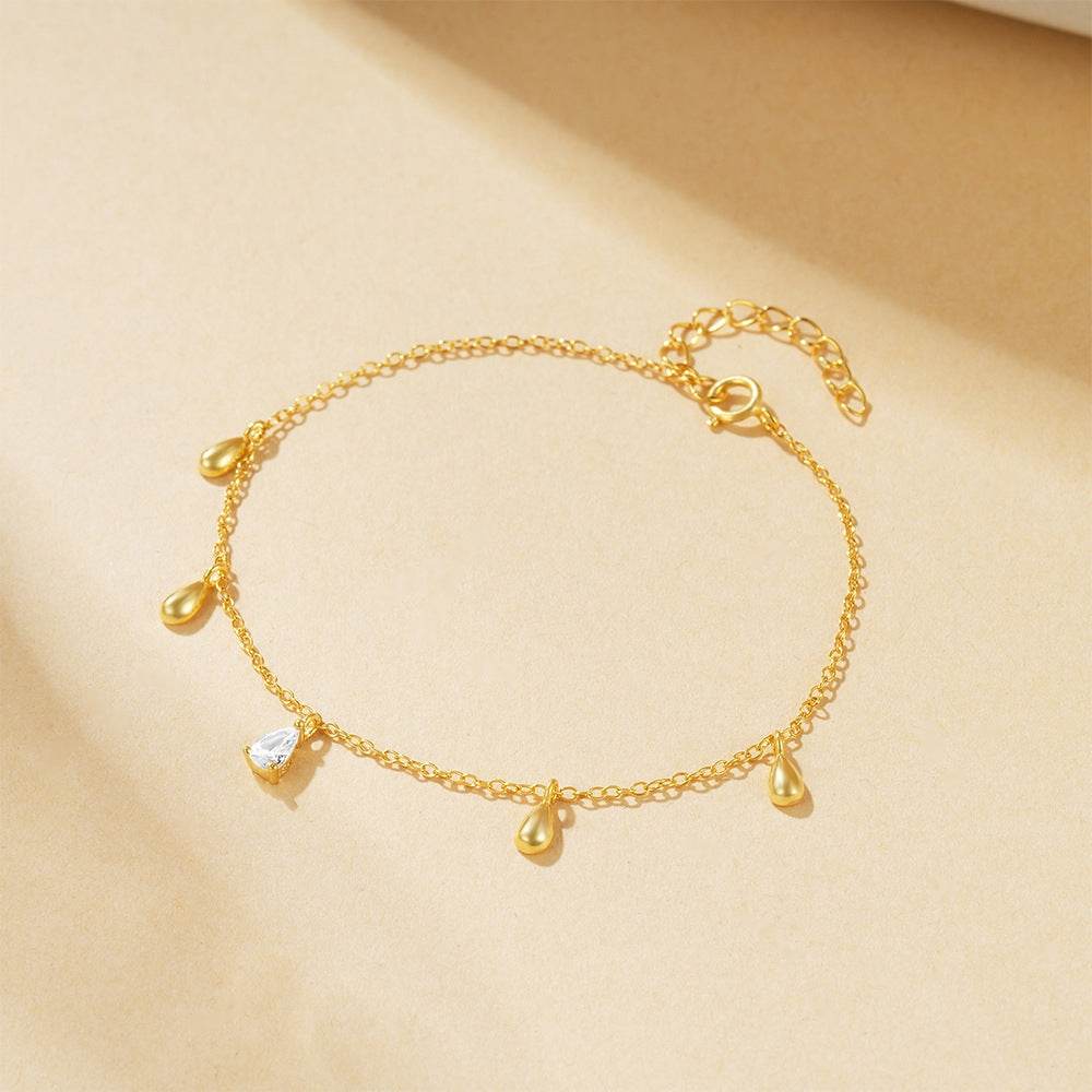 S925 pure silver water droplet set with diamonds layered for daily wear - MOWTE