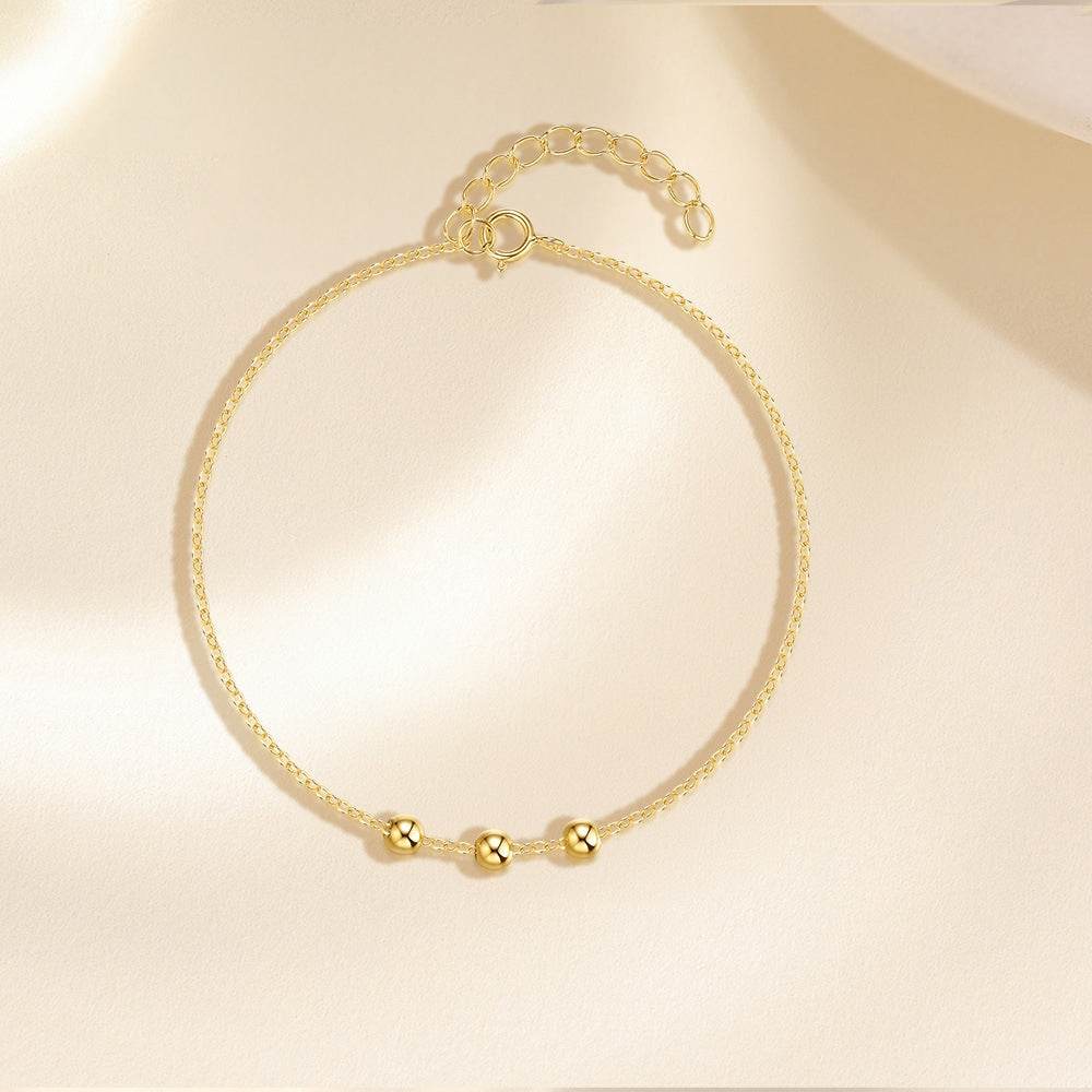 S925 pure silver bracelet with non fading sliding silver beads bracelet - MOWTE