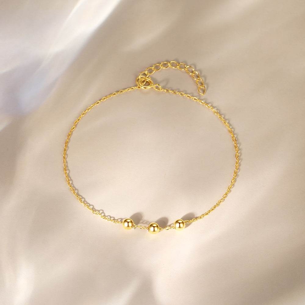 S925 pure silver bracelet with non fading sliding silver beads bracelet - MOWTE