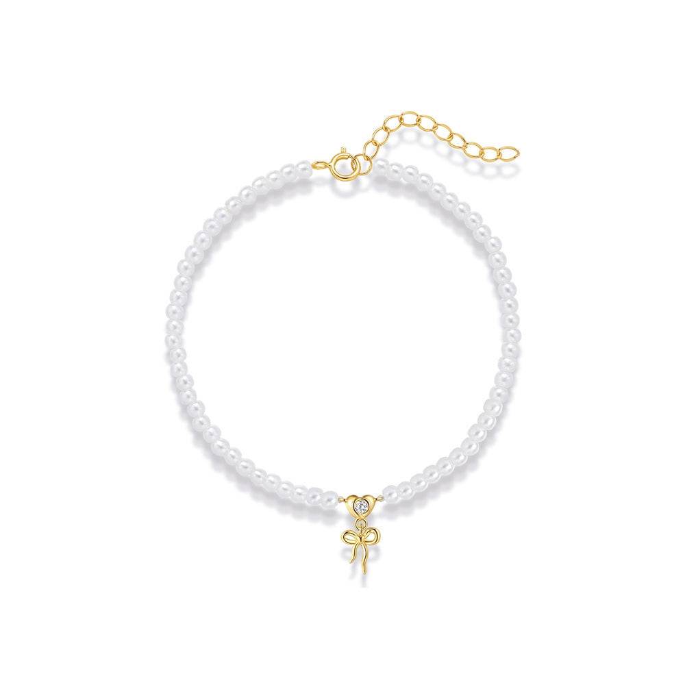Pearl Love Rose Bow Exquisite Bracelet s925 Pure Silver - MOWTE