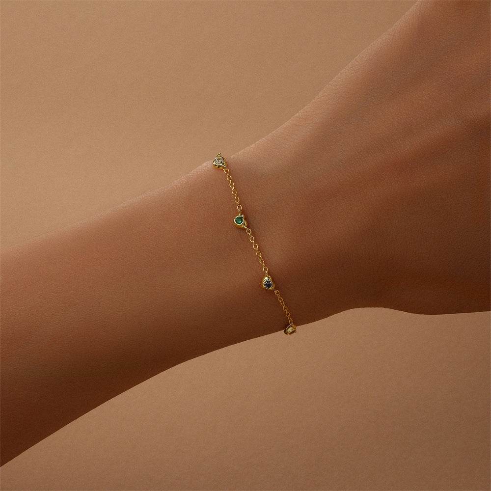 S925 Pure Silver Love Rose Valentine's Day Colorful Zircon Fashion Bracelet - MOWTE