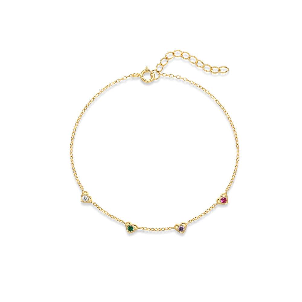 S925 Pure Silver Love Rose Valentine's Day Colorful Zircon Fashion Bracelet - MOWTE