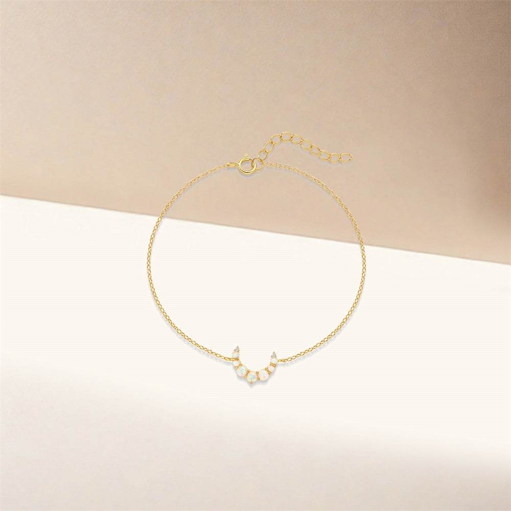 S925 pure silver moon Australian treasure light luxury micro inlaid crescent moon bracelet - MOWTE