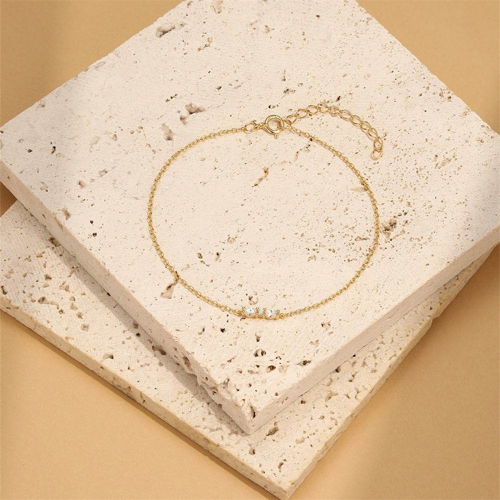 S925 pure silver splicing diamond inlaid simple commuting bracelet - MOWTE