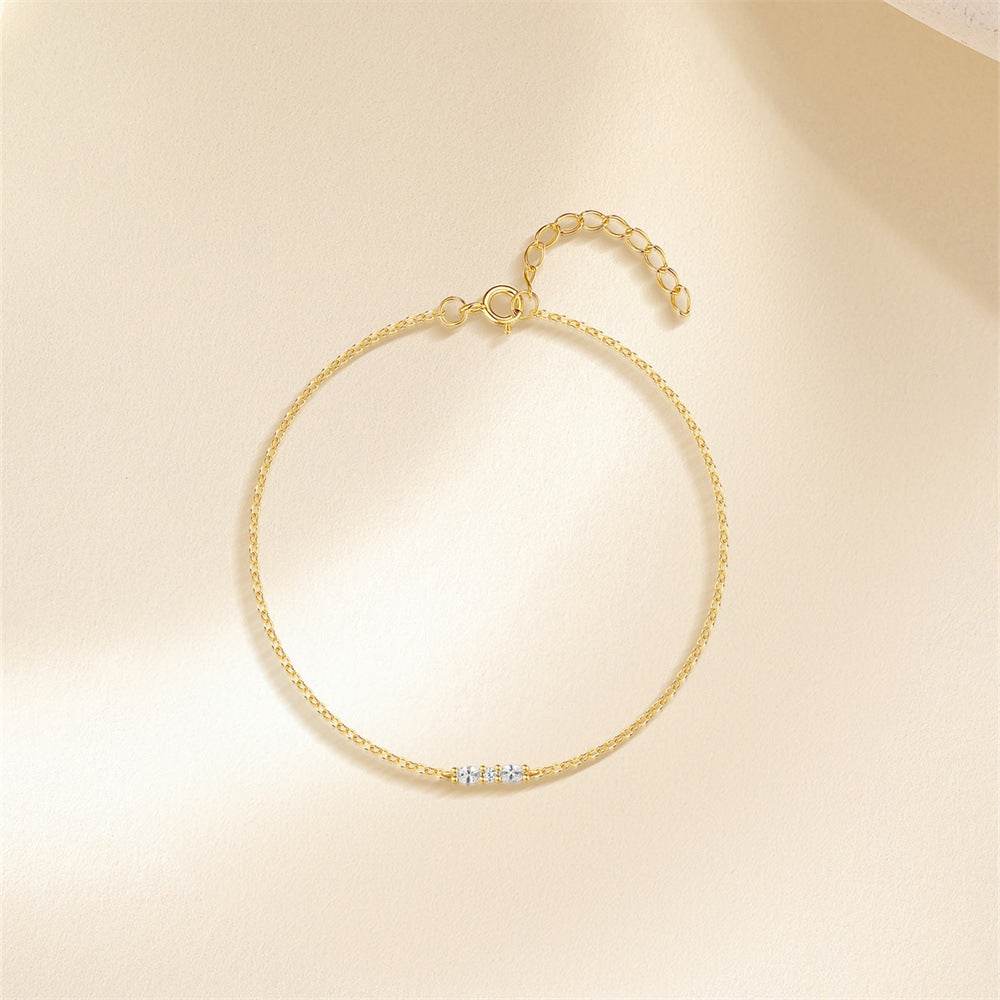 S925 pure silver splicing diamond inlaid simple commuting bracelet - MOWTE