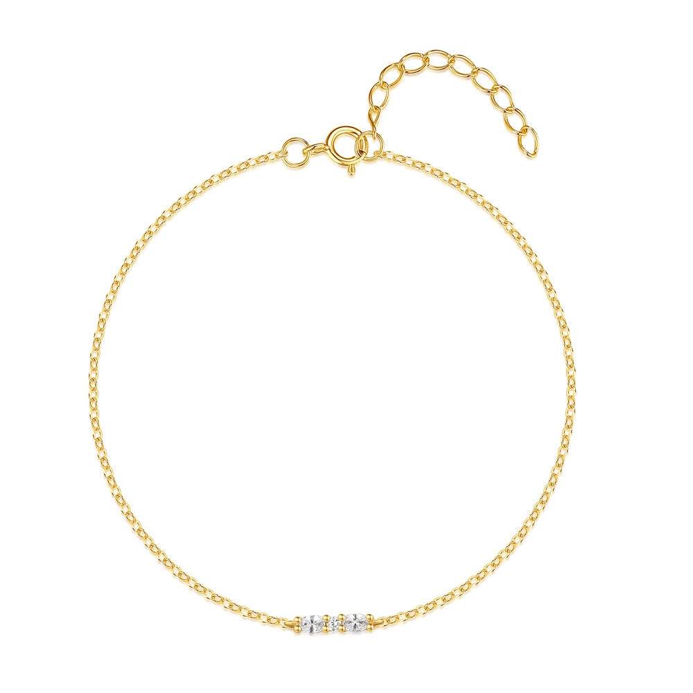 S925 pure silver splicing diamond inlaid simple commuting bracelet - MOWTE