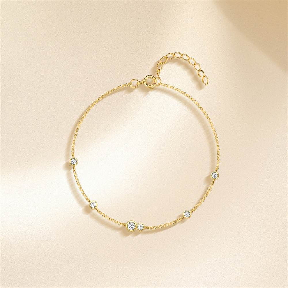 S925 sterling silver bag with diamond inlay round versatile fashion bracelet - MOWTE