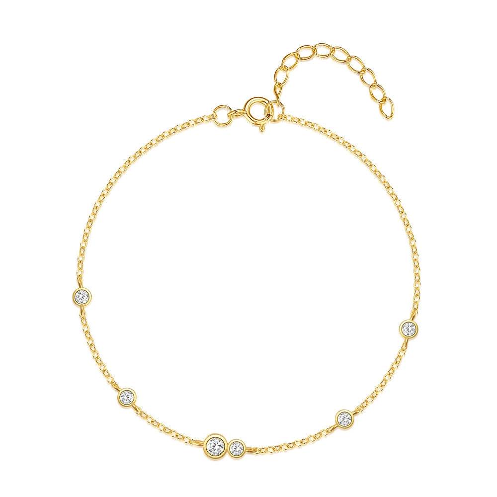 S925 sterling silver bag with diamond inlay round versatile fashion bracelet - MOWTE