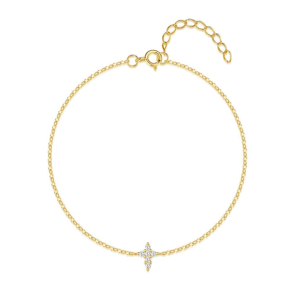 S925 sterling silver cross set with diamonds versatile fashion bracelet simple daily office worker accessory - MOWTE