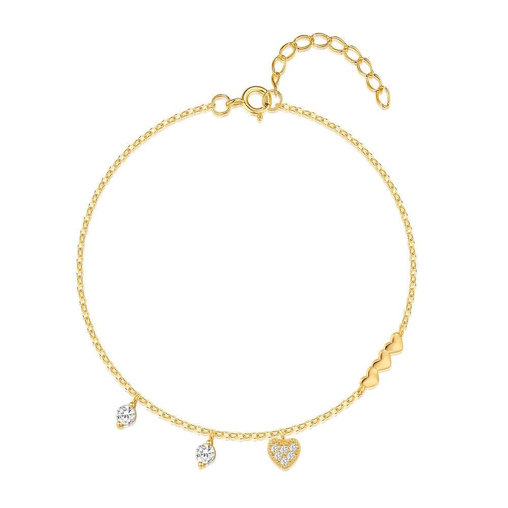 S925 pure silver simple fashionable heart set diamond daily commuting bracelet - MOWTE