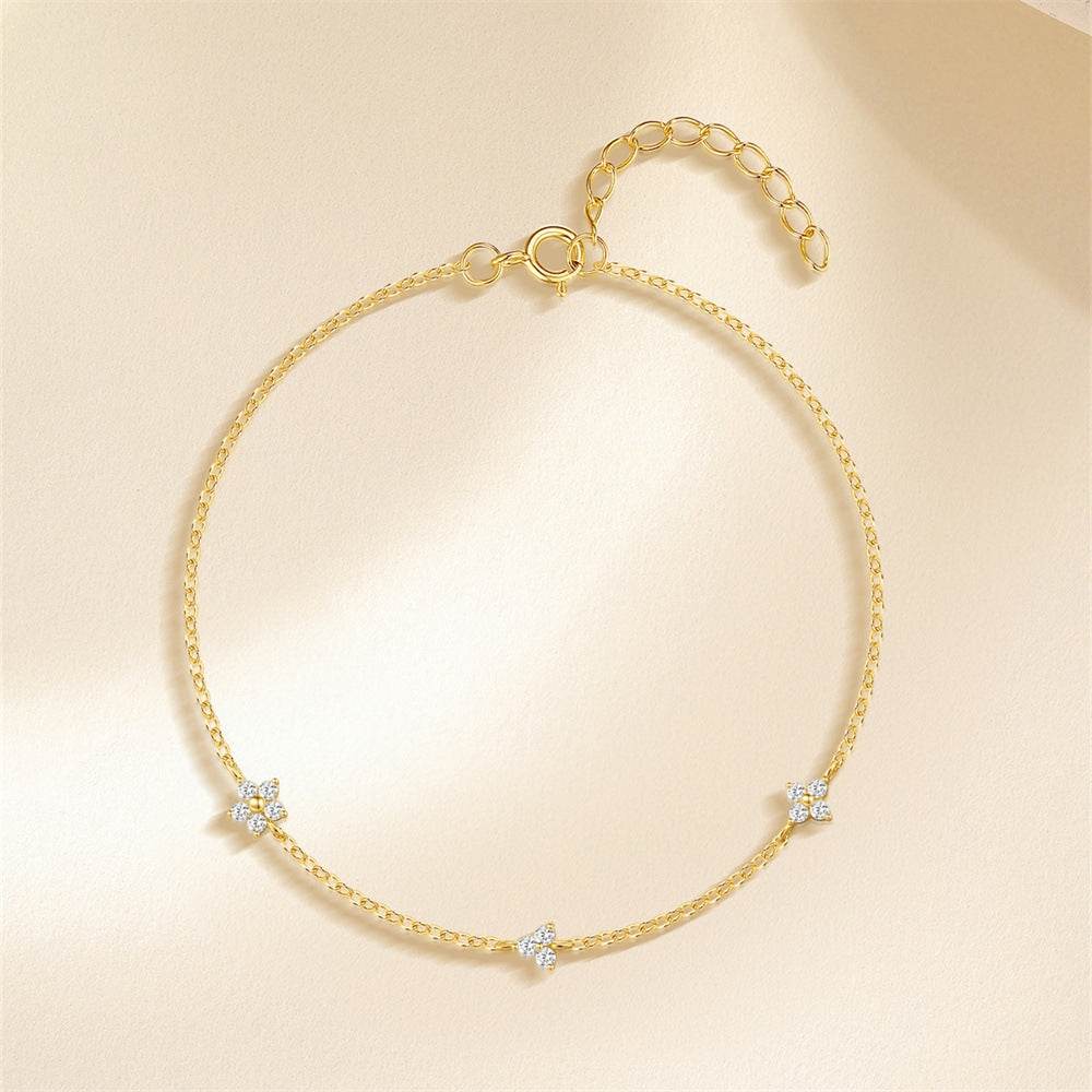 S925 sterling silver multi-element petal set diamond bracelet - MOWTE